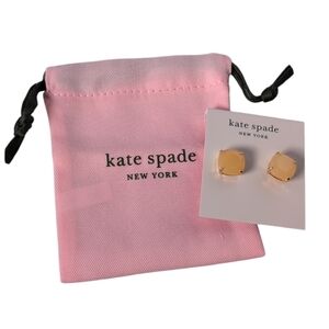 Kate Spade Gold Tone Semi Precious Stone Stud Earrings with Dust Bag